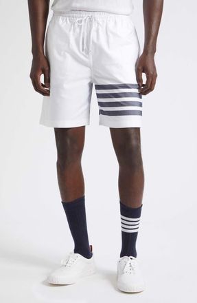 Thom Browne 4-Bar Rugby Shorts in White/navy at Nordstrom, Size 3