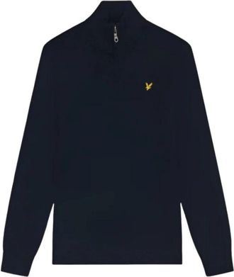 Lyle & Scott Cotton Merino 1/4 Zip Jumper - Heren - Coltruien - Blauw - M - Katoen - Truien & Vesten
