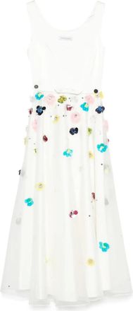 Viktor & Rolf Abito lungo svasato con ricamo - Bianco