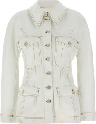 Givenchy Denimjack met contrasterende stiksels - Dames - Spijkerjassen - Wit - XS - Denim - Jassen