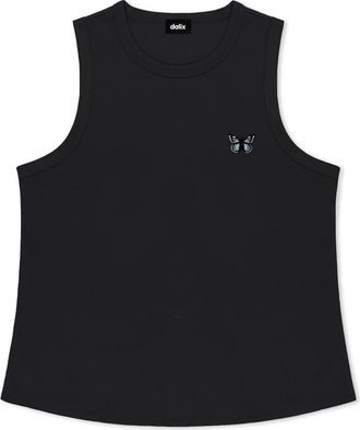 Dalix Butterfly Cotton Jersey Tank in Black at Nordstrom, Size Xx-Large