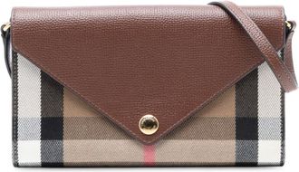 Burberry Pre-owned Burberry House Check Canvas and Leather Hannah Wallet on Strap Ladies CNSUPLEA5DON