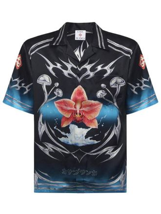 Casablanca Black Silk Shirt With Graphic Design