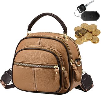 Generic Leather Bag - Brown Multifunctional Shoulder Purse, Large Capacity Travel Sling, Fashionable Organizer Handbag, Soft Leather With Multiple Compartment