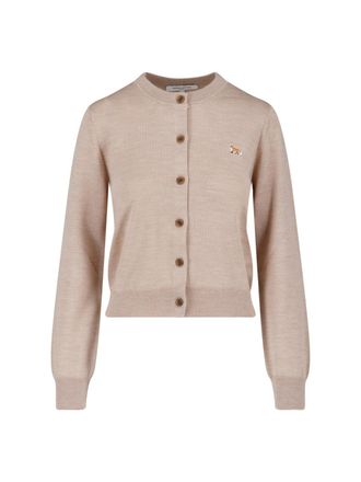 Maison Kitsun&eacute; Beige Baby Fox Merino Wool Cardigan