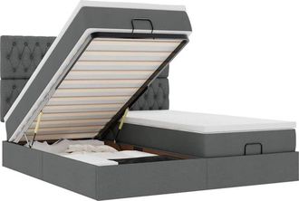 vidaXL Estructura Cama Otomana Colchones Tela Gris Oscuro 160x200 Cm Vidaxl