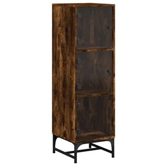 vidaXL Aparador Con Puertas De Vidrio Roble Ahumado 35x37x120 Cm Vidaxl