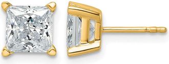 Diamond2Deal 14k Gold 3 ctw Princess Lab Grown Diamond Stud Earrings