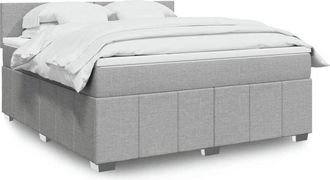 vidaXL Vidaxl - Cama Box Spring Con Colch&oacute;n Tela Gris Claro 180x200 Cm