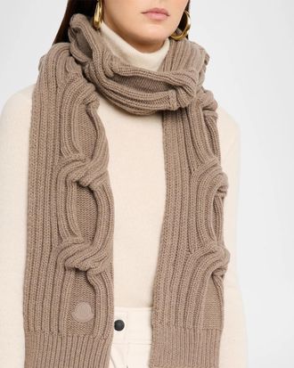Moncler Chain Knit Wool and Cashmere Scarf
