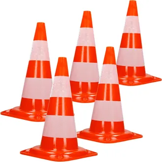 ECD Germany Ecd Germany - 5x Cono De Tr&aacute;fico Obra Pieza De Se&ntilde;alizaci&oacute;n Emergencia Color Naranja Y Blanco 47 Cm De Altura En Pvc Fuerte Y Robusto Pil&oacute;n De Segurid