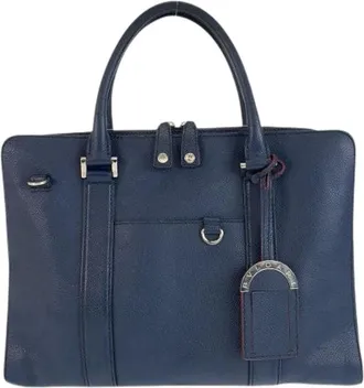 Bulgari Pre-owned Handbags, male, Blue, Size: ONE SIZE Pre-owned Man Leather Briefcase