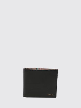 Paul Smith Bifold Calfskin Leather Wallet with Striped Interior and Laminated Logo
