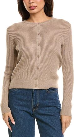 The Cashmere Project The Cashmere Project Lurex Mini Rib Cashmere-Blend Cardigan