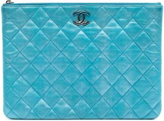 Chanel Pre-owned Clutches, female, Blue, Size: ONE SIZE Pre-owned Leather Clutch