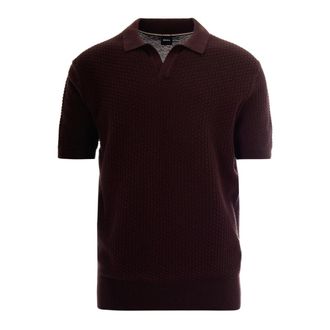 HUGO BOSS Polo Shirts, male, Brown, Size: XL H-Natalo Structured Knitted Polo