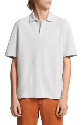 Ermenegildo Zegna Honeycomb Short Sleeve Cotton Polo in Oatmeal at Nordstrom, Size 40 Us