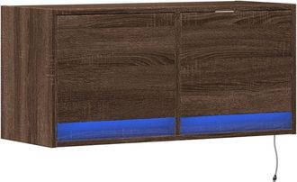 vidaXL Vidaxl - tv Wall Cabinet with led Lights Brown Oak 80x31x35 cm