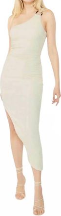 LIKELY Harley One-Shoulder Asymmetrical Midi Dress In Cream