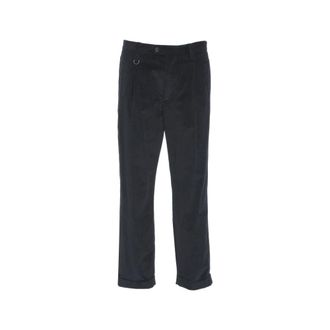 Paolo Pecora Straight Trousers, male, Blue, Size: XL Corduroy Pleated Trousers Blue Aw25