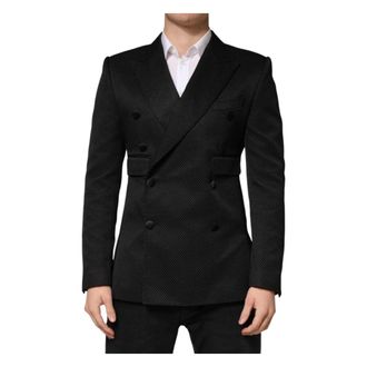 Dolce & Gabbana Blazers, male, Black, Size: L 2 Button Suit Blazer