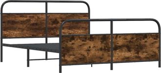 vidaXL Vidaxl - Estructura de cama sin colchón metal roble ahumado 183x213 cm