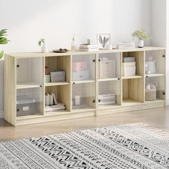 vidaXL Vidaxl - Libreria con Ante Rovere Sonoma 204x37x75 cm Legno Multistrato