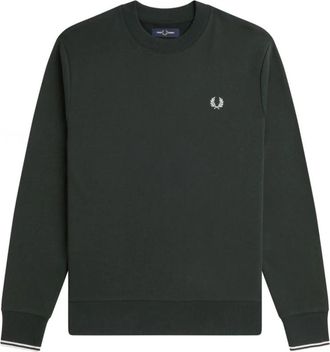 Fred Perry Crew Neck Sweatshirt - Heren - Sweatshirts - Groen - L - Katoen - Hoodies & sweatvesten