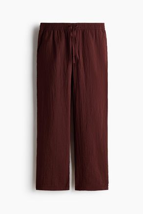 H&M Hose aus Strukturstoff in Relaxed Fit - Weinrot