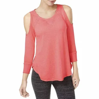 Calvin Klein Performance Cold Shoulder Long Sleeve Top In Neon Pink
