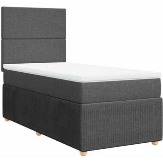 vidaXL Cama Box Spring Con Colch&oacute;n Tela Gris Oscuro 100x200 Cm Vidaxl