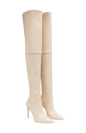 Stuart Weitzman Ultrastuart 100 Stretch Pointed Toe Over the Knee Boot in Dune at Nordstrom, Size 7.5