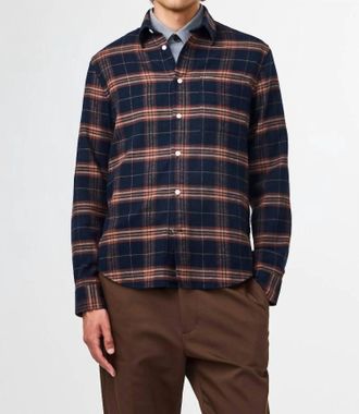 Nn.07 Arne Long Sleeve Shirt In Wine Check