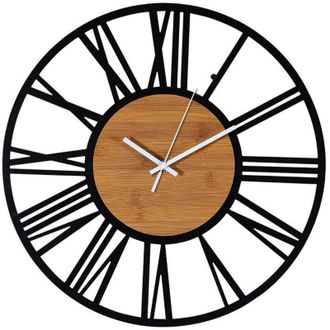 OEM Reloj De Pared Industrial Vintage De Madera Negra, Silencioso, Para Sal&oacute;n, 40 Cm, Paquete