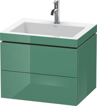 Duravit Lavabo Para Muebles Duravit L-cube C-bonded Con Base, Colgante, 60x48 Cm, 2 Cajones, Sin Rebosadero, 1 Agujero Para Grifo, Color: Jade Laca Alto Brill