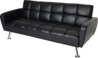 Hhg Hhg - Divano Letto Sof&agrave; Reclinabile 552 Molle Nosag Legno Ferro Ecopelle Nero