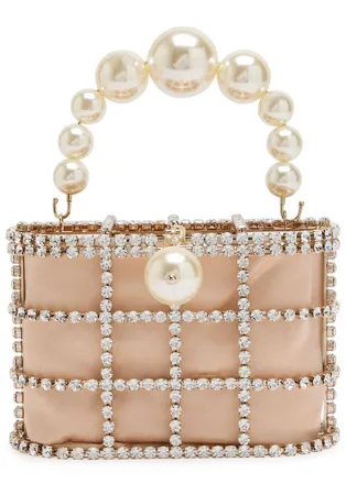 Rosantica Holli Crystal-embellished Satin top Handle bag - Gold - One Size