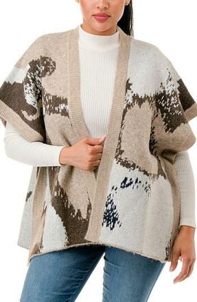 MARCUS ADLER Abstract Dolman Sleeve Knit Ruana in Tan at Nordstrom Rack