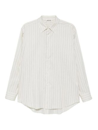 Auralee Cotton And Silk Striped Shirt