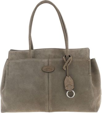 Tod's Medium Suede Shopping Bag - Dames - Shoppers - Grijs - ONE Size - Leer - Tassen