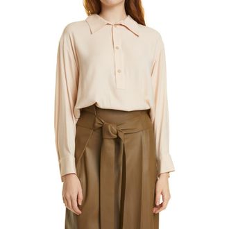 Vince Shaped Collar Polo Blouse in Rose Water at Nordstrom Rack, Size Small