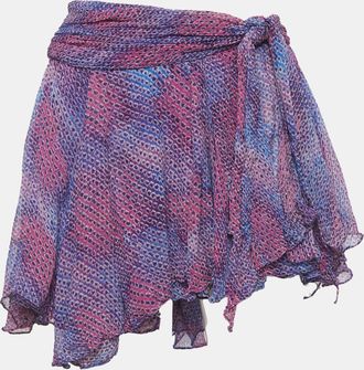 Isabel Marant Purple /pink Printed Silk Wrap Mini Skirt