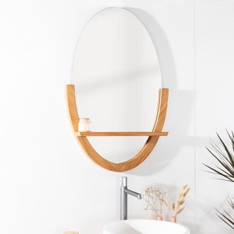 Wanda Collection Wanda Collection - Espejo Anita Ovalado De Teca Maciza Para Cuarto De Ba&ntilde;o