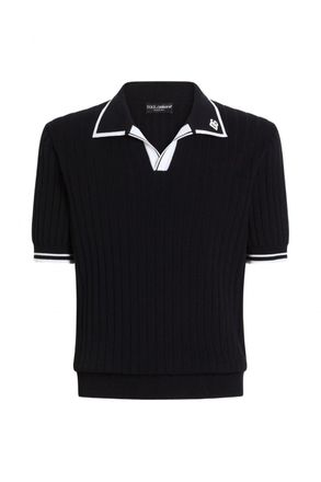 Dolce & Gabbana KNITTED TRIM POLO Size: 52, colour: NAVY