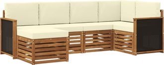 vidaXL Conjunto De Sof&aacute;s De Exterior 5 Uds. Natural Y Crema Vidaxl