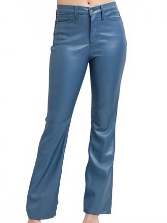 Judy Blue Faux Leather High Waisted Tummy Control Bootcut Pants In Blue