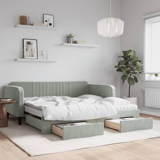 vidaXL Vidaxl - Sof&aacute; Cama Nido Con Cajones Terciopelo Gris Claro 90x190 Cm