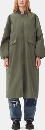 Ganni Green Tech Seersucker Oversized Shell Coat - Size XXS/XS