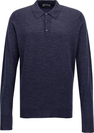 John Smedley Tops, Heren, Blauw, M, Wol, Dorset Polo Shirt