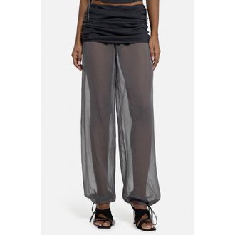 Jaded London Mixed Media Chiffon Joggers in Grey at Nordstrom, Size X-Small
